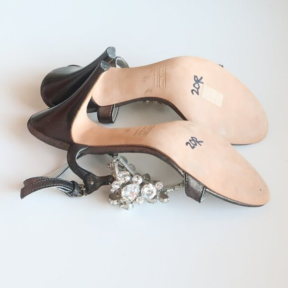 NEW Vicini Giuseppe Zanotti Silver Heels / Sandals w Crystal Embellishments 8 - Picture 14 of 16